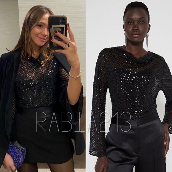 ZARA SEQUIN MESH TOP - Picture 2 of 10